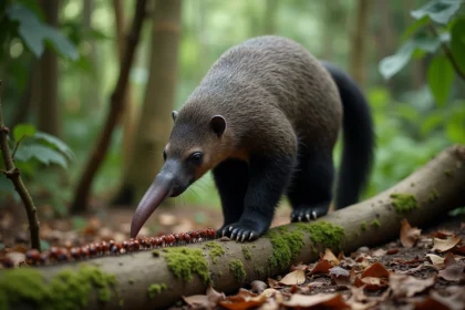 Fourmilier géant dans la forêt tropicale en train de chercher des fourmis