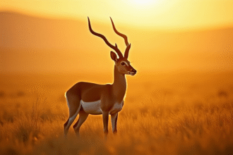 Antilope élégante dans la savane au lever du soleil
