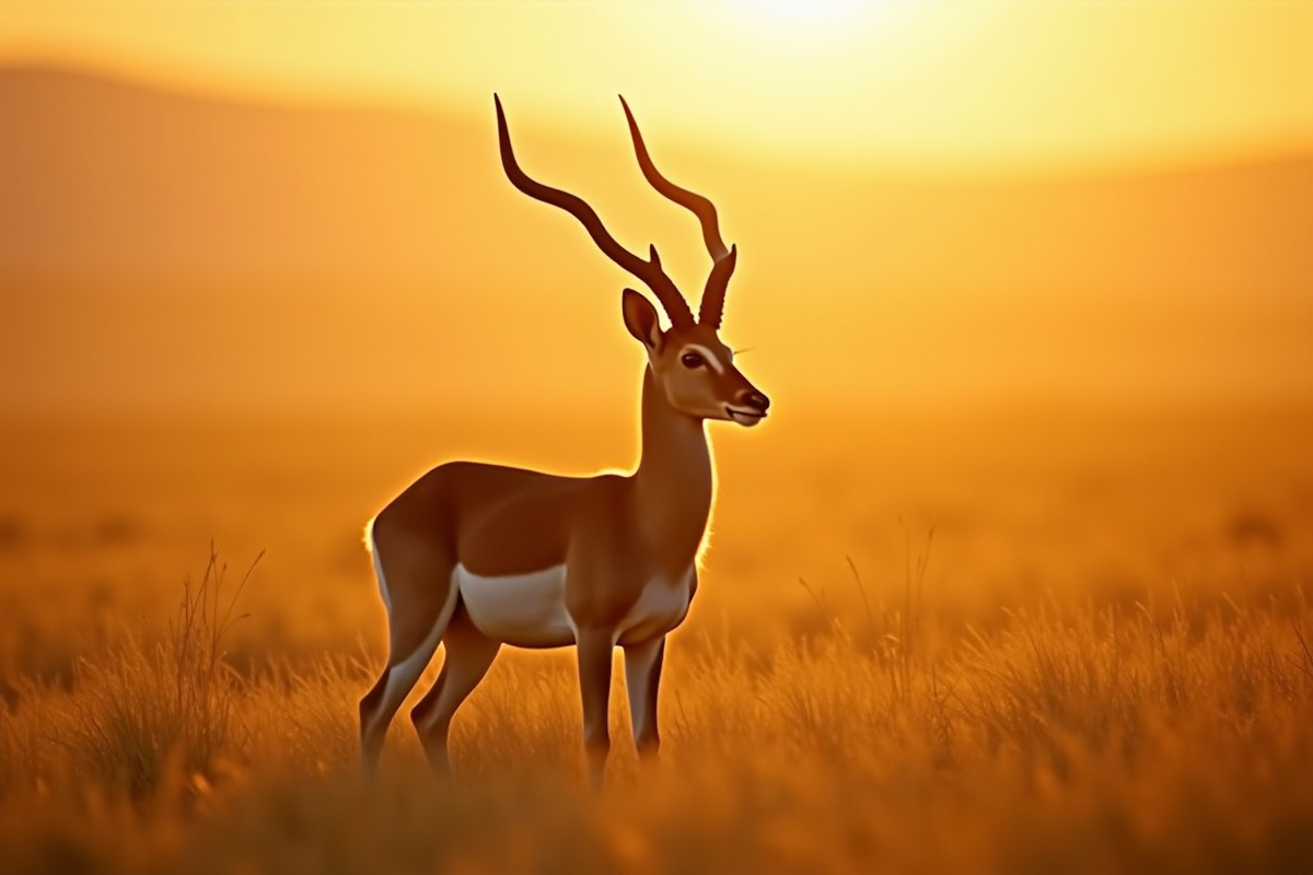 Antilope élégante dans la savane au lever du soleil