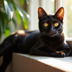 Chat Bengal noir allongé sur une fenêtre ensoleillée
