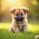 Chiot joueur dans un parc vert ensoleille