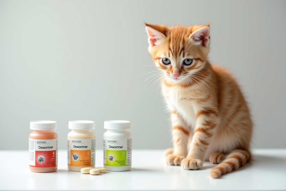 Trois types de vermifuges pour chat avec un chaton sain