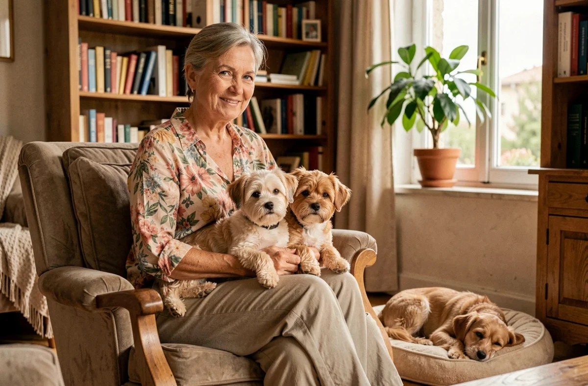 Garde canine de proximité dans le Rhône avec un promeneur de chiens en quartier résidentiel