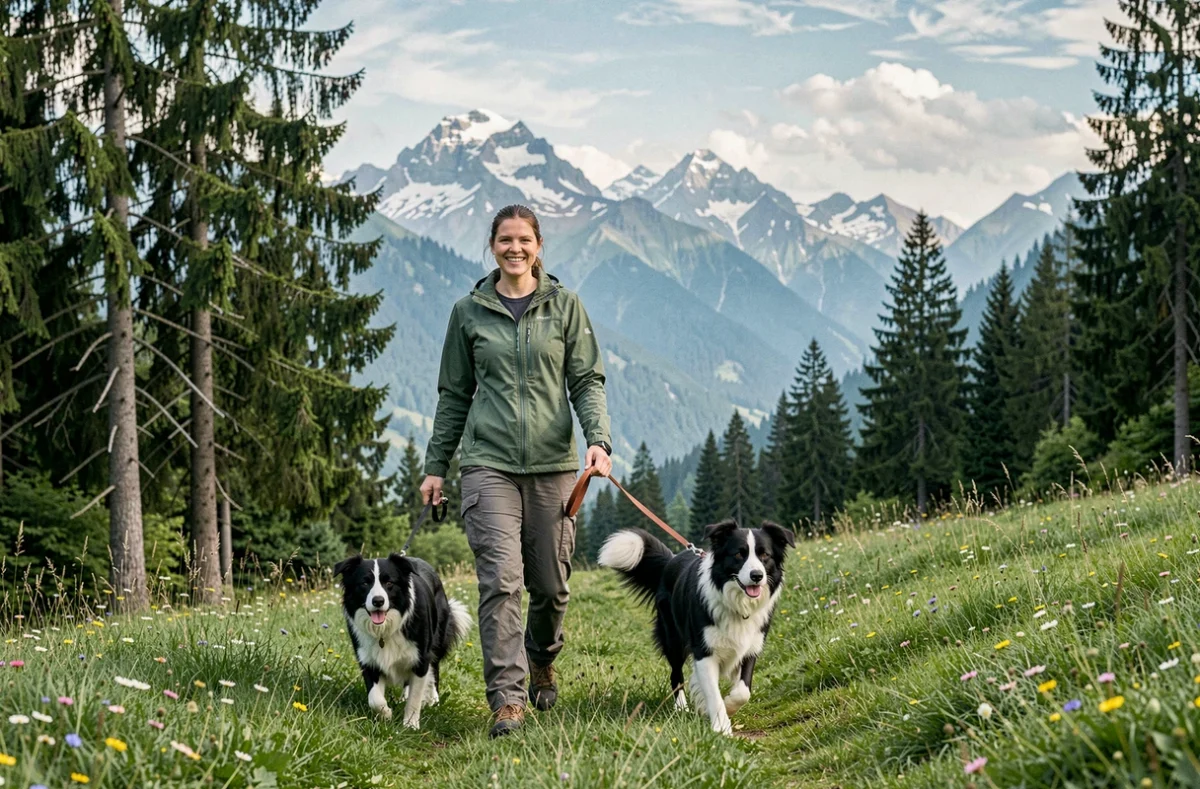 Les Collines Verdoyantes en Haute-Savoie, pension canine avec promenade de chiens dans un paysage alpin