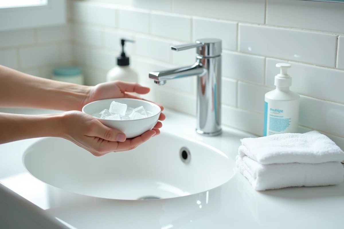 Gestes de premiers secours pour soulager une piqûre de chenille noire avec eau froide et crème apaisante