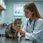 Vétérinaire examinant un chat dans une clinique moderne