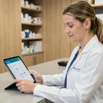 Vétérinaire utilisant un logiciel de gestion numérique sur tablette dans une clinique vétérinaire moderne